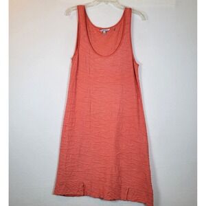 Toad and Co Womens Crinkle Organic Cotton Tank Midi Dress Size Large Orange